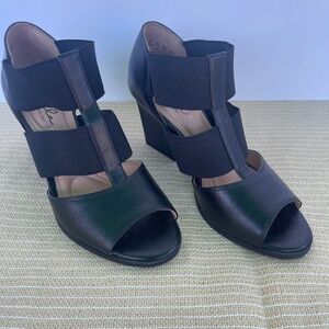 ABELLA True Comfort Stretch Strap 3 inch Sandals Size 6.5, Black